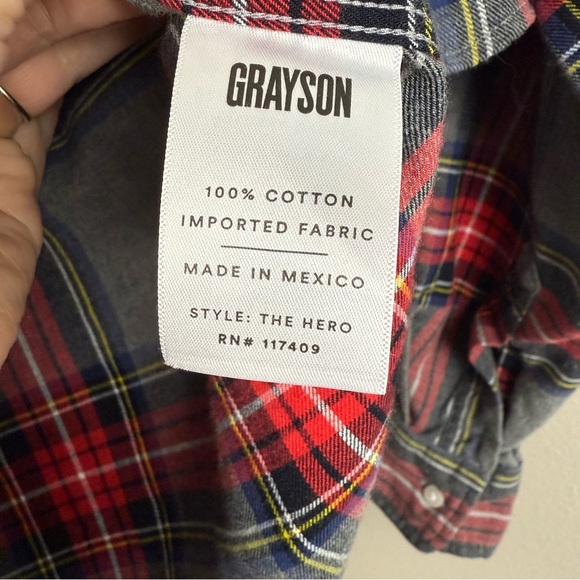 Grayson Frank & Eileen‎ The Hero Womens Gray Red Plaid Flannel Size 01/XS - Picture 8 of 9